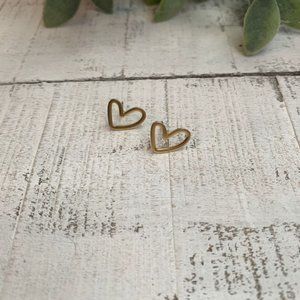 Open Heart Brass Boho Stud Earrings